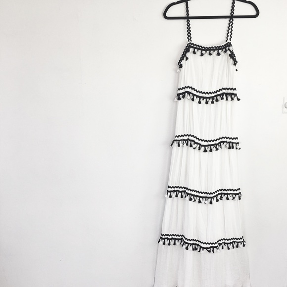 white tassel maxi dress